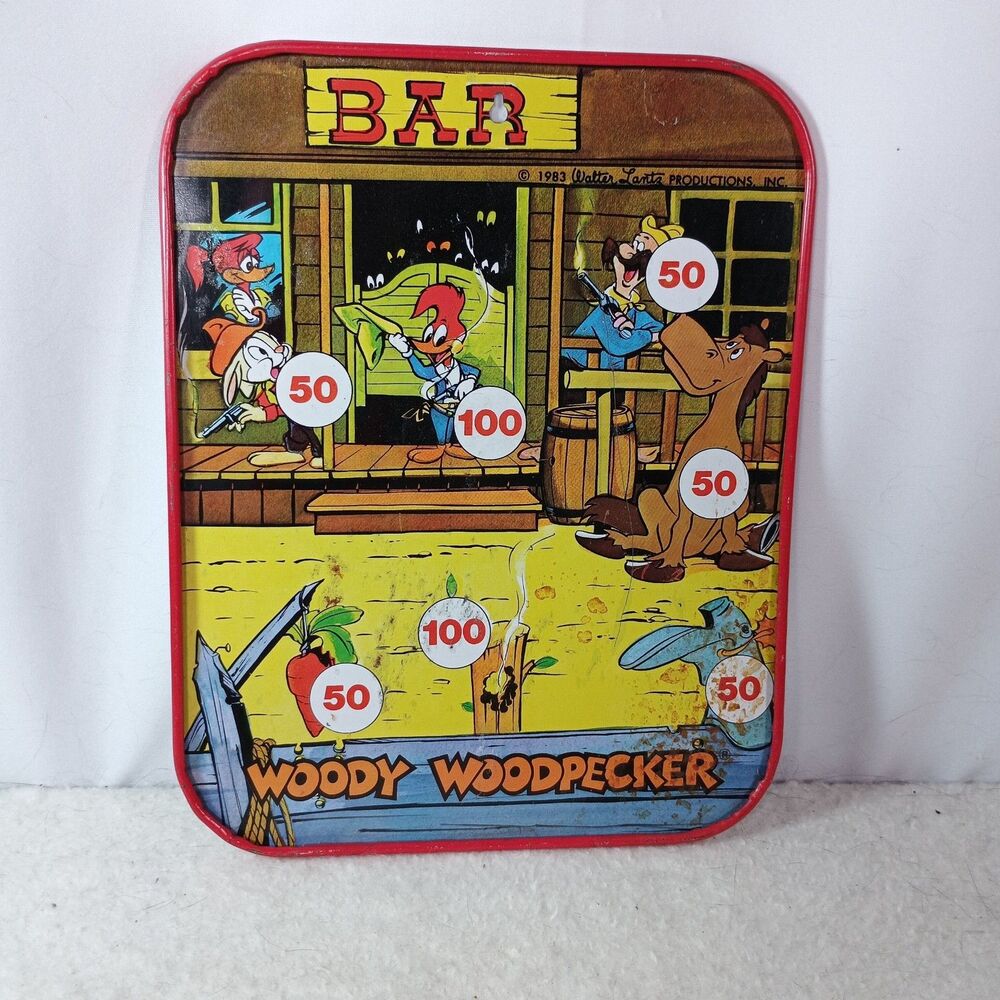 Vintage Woody Woodpecker Tin Target Game Double Sided Shooting Target Hong Kong